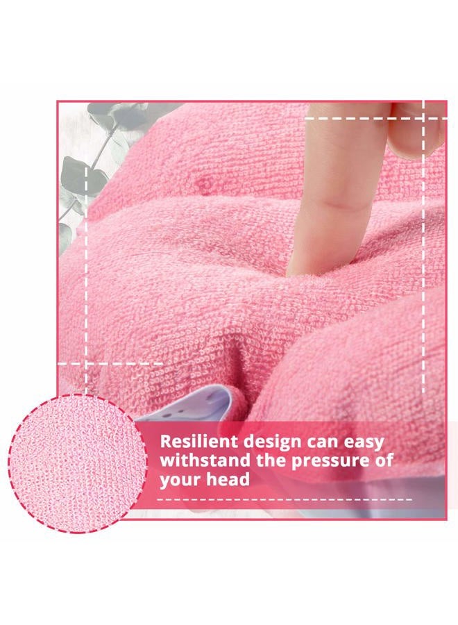 Jetec 3 Pieces Inflatable Bath Pillow with Suction Cups, Terry Cloth Covered Bath Pillow Shell Shape Bathtub Spa Pillow Comfortable Soft Bath Cushion, Neck Support for Bathtub, Hot Tub (Pink, Blue, White) - Image 5