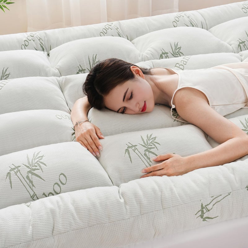DOWNCOOL 3 Inch King Mattress Topper â€“ Cooling Memory Foam Mattress Topper for Back Pain Relief, Breathable Bamboo Viscose Air Layer, 1600 GSM Fill, Deep Pocket Fits 8â€“21 Inch - Image 1