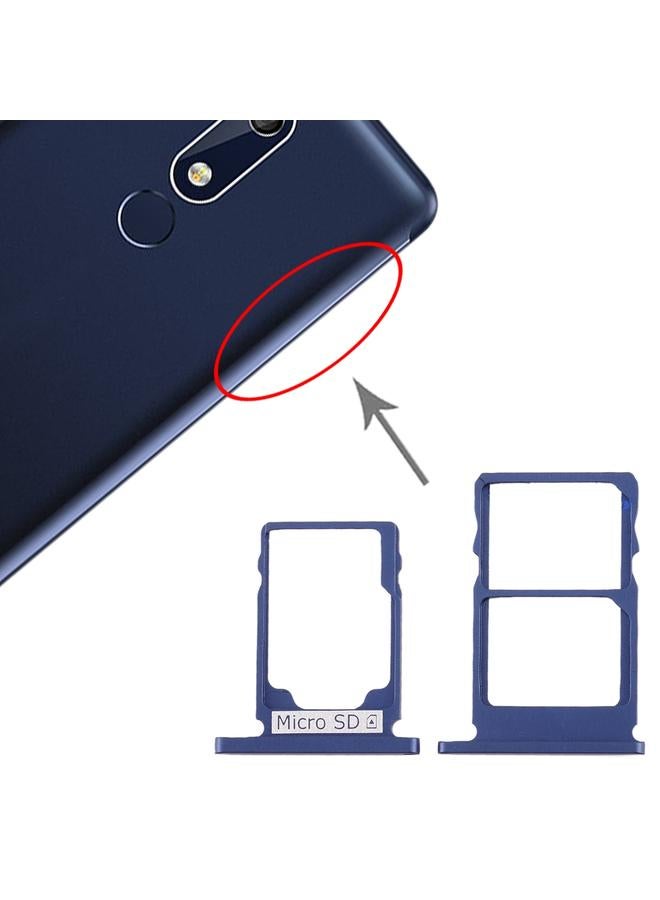 erorex SIM Card Tray + SIM Card Tray + Micro SD Card Tray for Nokia 5.1 TA-1075 (Blue) - Image 5