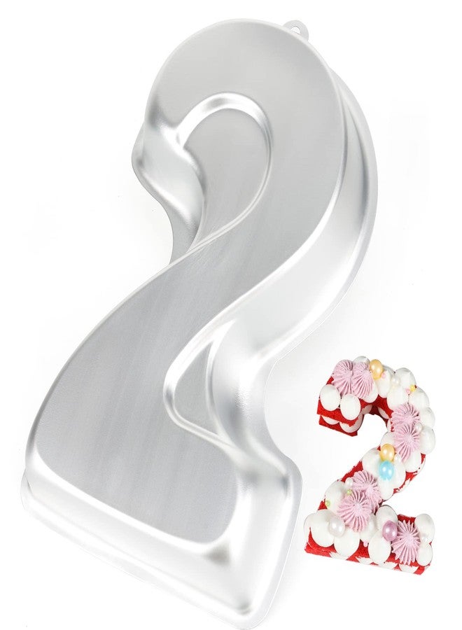 Cayanmydery Number 2 Shaped Cake Pan, DIY 3D Two-year Old Birthday Cake Pan, Aluminum Cake Mould Nonstick Baking Tools - Image 1