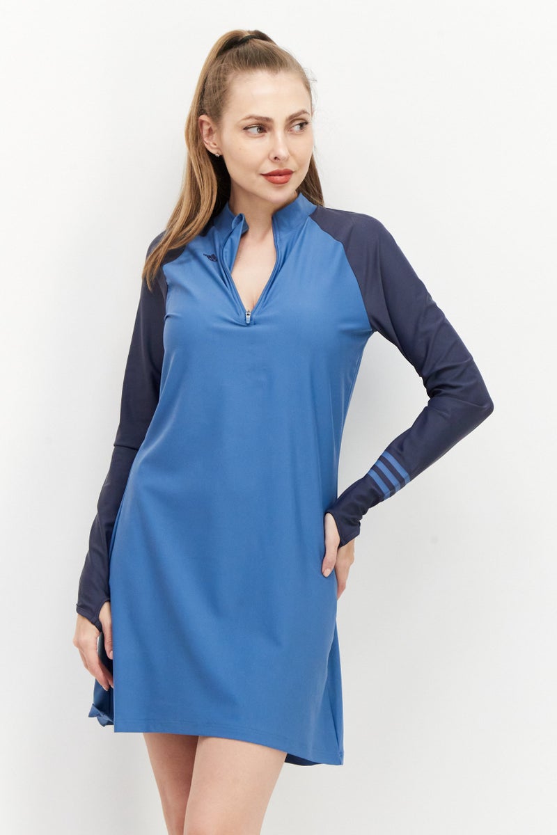 Adidas Women Sportswear Fit Lightly Padded Training Dress, Blue - Image 1