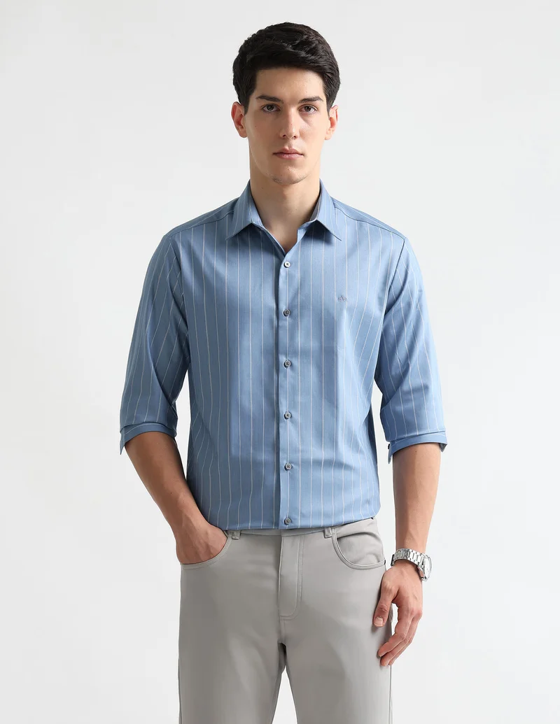 Arrow Vertical Striped Manhattan Slim Fit Shirt