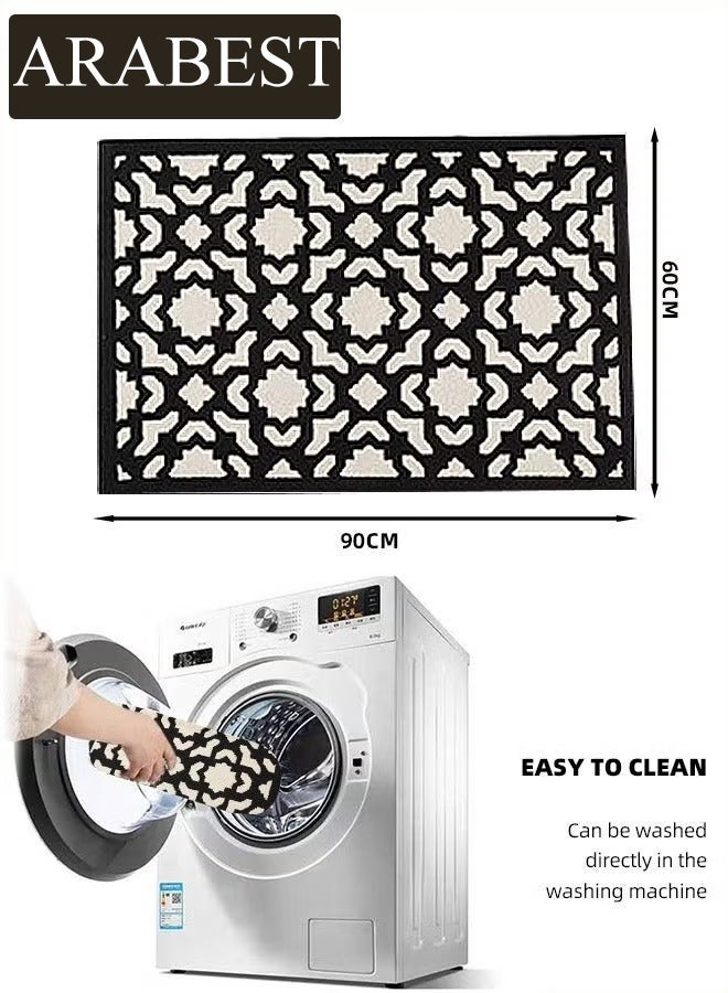 Arabest Door Mats Indoor Non-Slip Absorbent Front Door Mat Resist Dirt Entryway Rug Classic Geometric Pattern Doormats for Indoor Outdoor Front Door Entryway Patio 60*90CM - Image 3