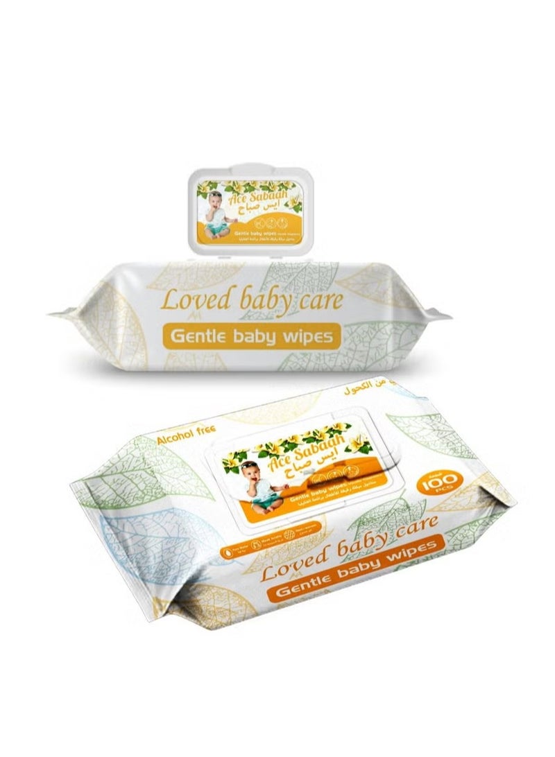 Ace Sabaah Baby Wet Wipes Mild Vanilla Scent 3 x 100 Wipes - Image 2