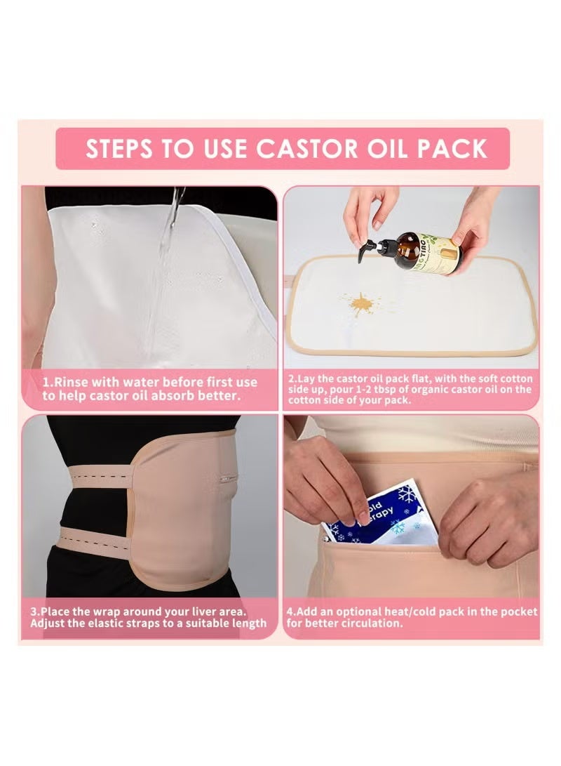 Castor oil pack, reusable organic castor oil pack for liver detox, insomnia, constipation and inflammation, adjustable elastic band bamboo cotton machine washable oil leak proof (khaki) - Image 5