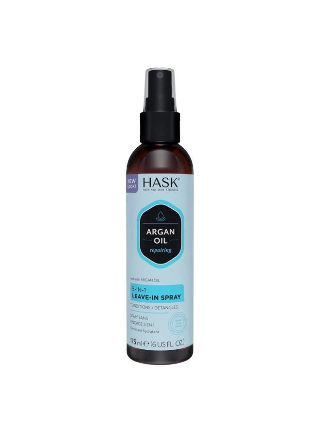 HASK Repairing ARGAN OIL 5-in-1 Leave In Conditioner Spray for all hair types, color safe, gluten free, sulfate free, paraben free - 6 Fl Oz - Image 1