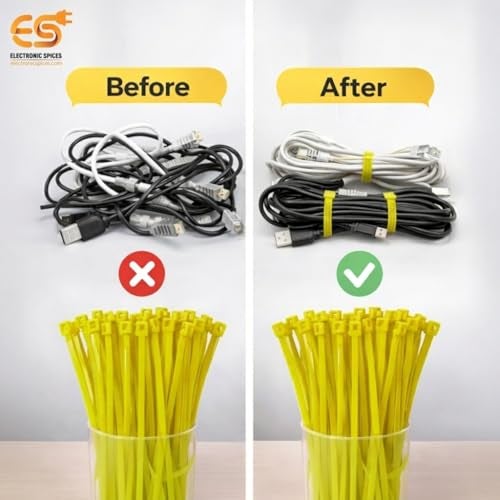Electronicspices Electronic Spices Nylon Self Locking Cable Ties (100, Yellow, 2.5X150mm) - Image 3