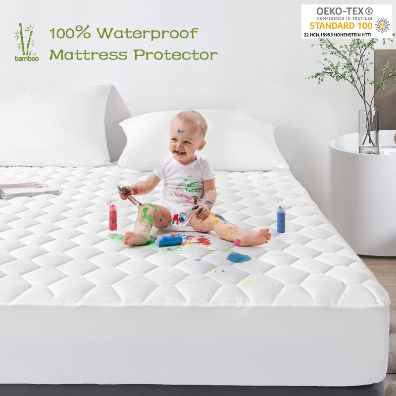 جي آر تي GRT Full Mattress Protector Rayon Rayon من الخيزران تبريد مبتد - Image 3