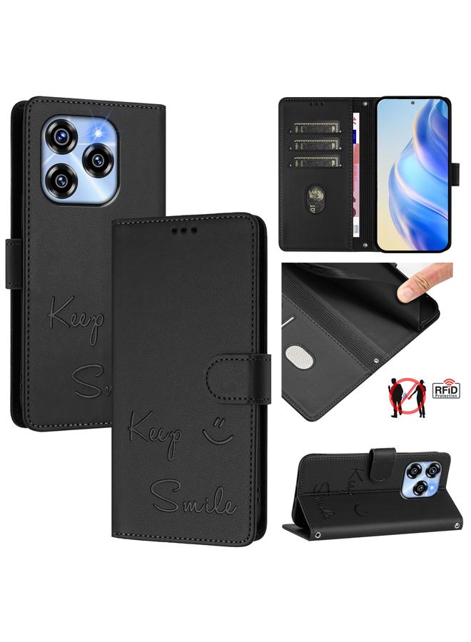 erorex Case For Oukitel C50 Smile Embossing RFID Leather Phone Case - Image 1