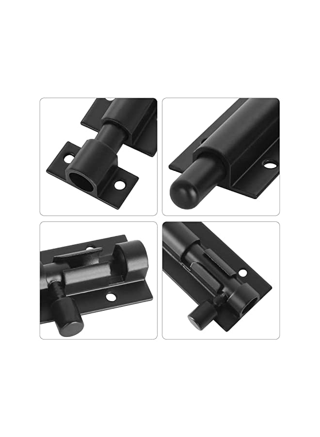 promass 4 Pack Slide Bolt Latch Lock 4 Inch Heavy Duty Barrel Bolt Lock Thickened Aluminum Alloy Security Door Latch Lock with Mounting Screws for Home Yard Garden Kennels Bar (Black) - Image 5
