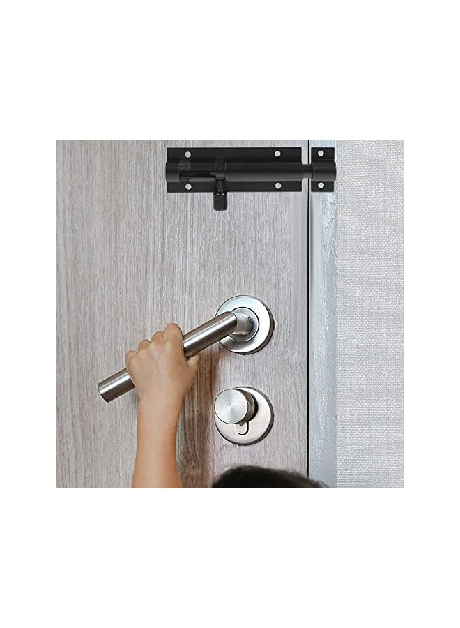 promass 4 Pack Slide Bolt Latch Lock 4 Inch Heavy Duty Barrel Bolt Lock Thickened Aluminum Alloy Security Door Latch Lock with Mounting Screws for Home Yard Garden Kennels Bar (Black) - Image 3