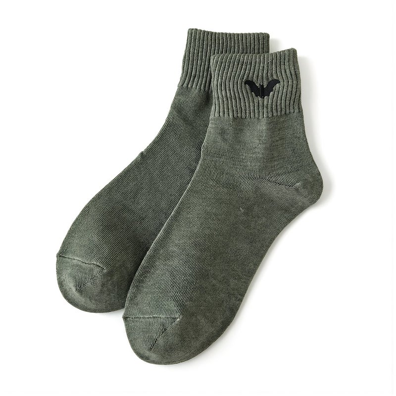 Halloween Cotton Socks Thick Mid Crew Pumpkin Embroidered Unisex Warm Soft - Image 3