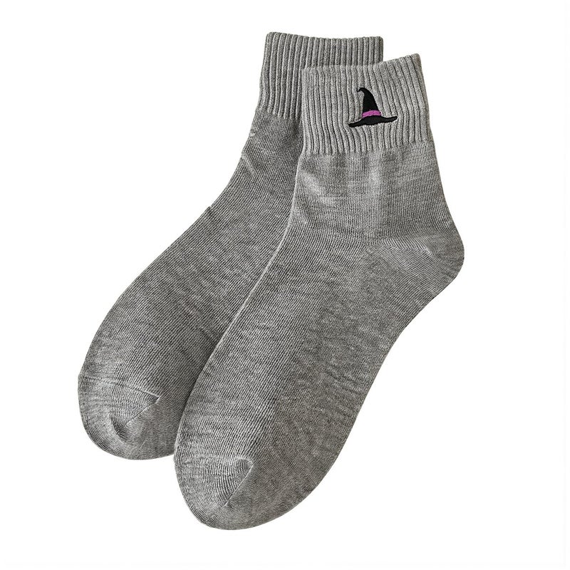 Halloween Cotton Socks Thick Mid Crew Pumpkin Embroidered Unisex Warm Soft - Image 4