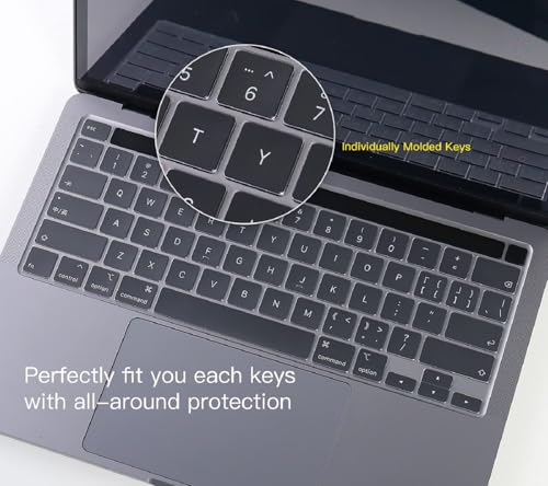 imComor Ultra Thin Clear Keyboard Cover for 2020-2024 New MacBook Pro 13 Inch Model A2338 M2 M1 A2289 A2251 & 2020 2019 MacBook Pro 16 inch Model A2141 with Touch Bar & Touch ID Keyboard Skin Protector Cover - Image 5