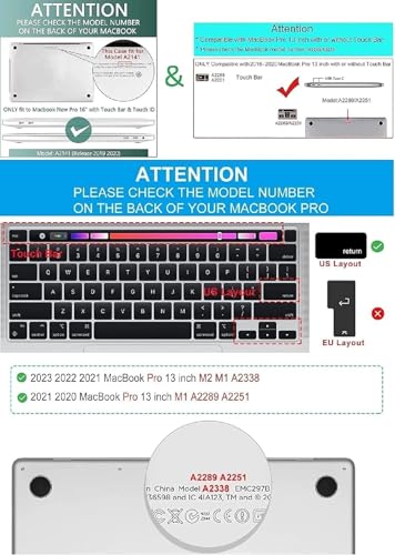 imComor Ultra Thin Clear Keyboard Cover for 2020-2024 New MacBook Pro 13 Inch Model A2338 M2 M1 A2289 A2251 & 2020 2019 MacBook Pro 16 inch Model A2141 with Touch Bar & Touch ID Keyboard Skin Protector Cover - Image 2