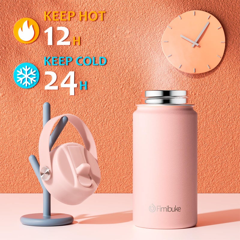 Fimibuke Kids Insulated Water Bottle - 14oz BPA-FREE 18/8 Stainless Steel Travel Tumbler Leak Proof Double Wall Vacuum Kid Cup with Straw Metal Water Bottle for School Boys Girlsï¼ˆ2 Pack, Candy/Bubbleï¼‰ - Image 3