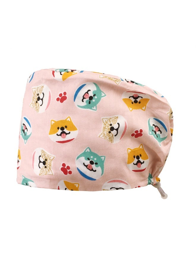 NIBEMINENT Nice-looking Printing Doctor Hat Surgical Cap for Long Hair Classic Nurse Baotou Caps Women Men Sweat-absorbent Towel Scrub Hat