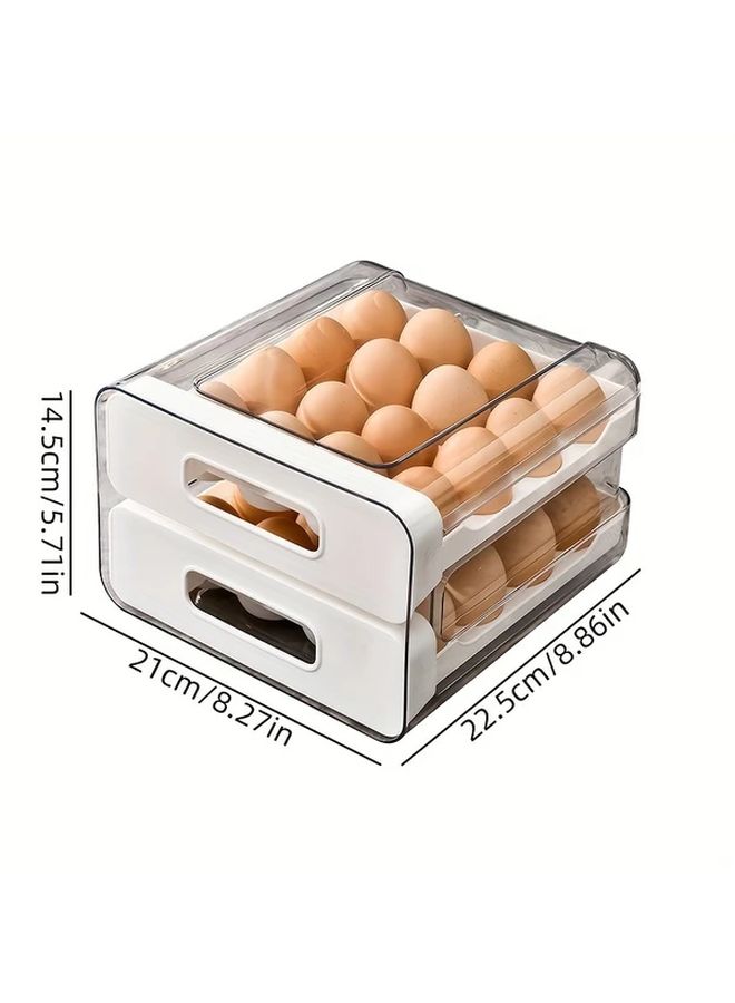 32 Slot White Egg Storage Drawer Double Layer PET Plastic Freshness Preserving Holder - Image 4