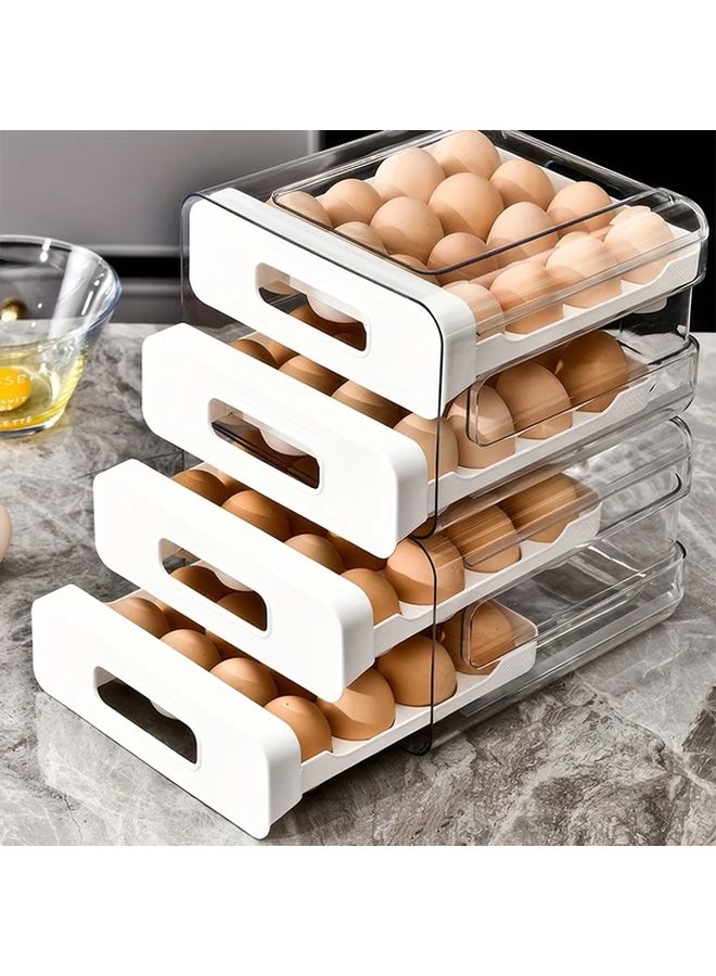 32 Slot White Egg Storage Drawer Double Layer PET Plastic Freshness Preserving Holder - Image 3
