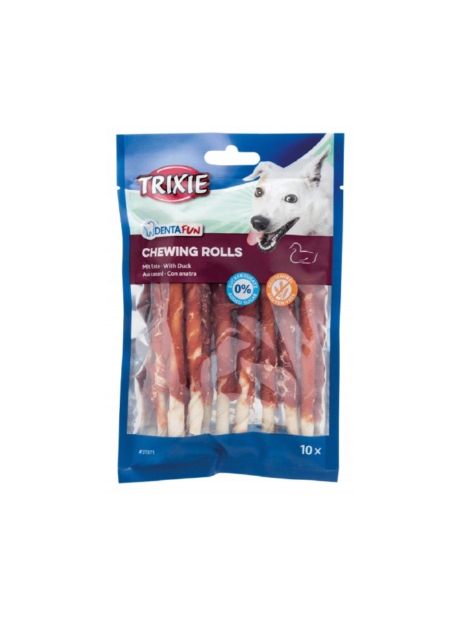Trixie Denta Fun Duck Chewing Rolls Dog Treats - 80g