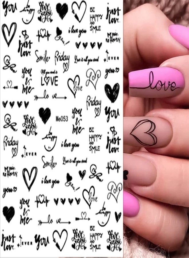 LRKNNO 8 Sheets Letter Nail Art Sticker Heart Lips Nail Decals Self-Adhesive Design Stickers Letters Alphabet Hearts Lips Nail Stickers for Women Girls Valentines Day Nail Decoration DIY Manicure Tips - Image 2