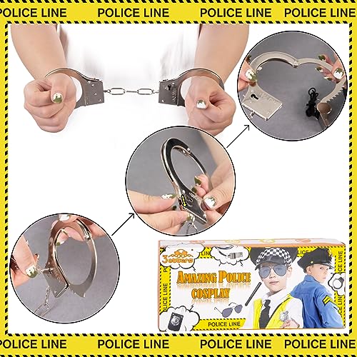 3 otters 9PCS Police Pretend Play Toy Set, Police Accessories for Kids Include Badge, Handcuffs, Walkie, and More for Dress Up Party, Role-playing, Christmas Gift for Kids - Image 3