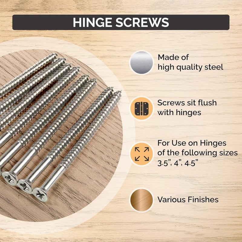 Hinge Outlet Wood Screws, Heavy-Duty Screws for Doors, Cabinets, Furniture & DIY Projects (Black,9 X 3 Inch, 24 Pack) - Image 3