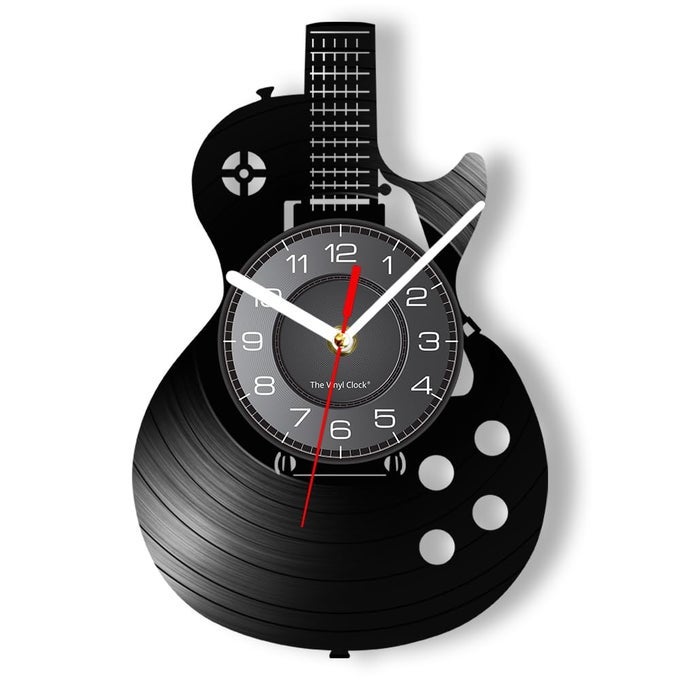 ACOUSTIC GUITAR 12 VINYL RECORD WALL CLOCK WALL ART FOR BEDROOM HOME INTERIOR WALL DECOR MUSIC HANGING NIGHT LIGHT WALL CLOCK WATCH BATTERY OPERATED ROCK N ROLL MUSIC GIFT FOR MEN CAVE