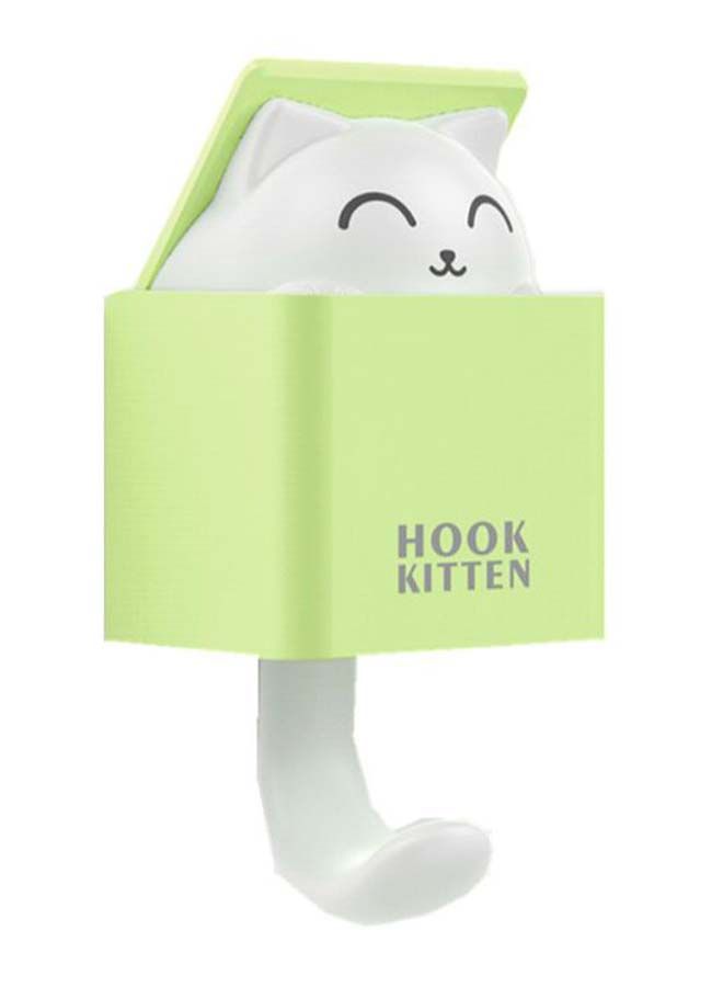 NIBEMINENT Kitten Cartoon Towel Hook Green/White