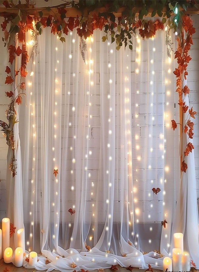 ESGOTBME 10x10ft White Tulle Backdrop Curtain with Lights String for Wedding Parties Sheer Curtain Backdrop for Birthday Party Bridal Baby Shower Photography Background Home Decoration - Image 2