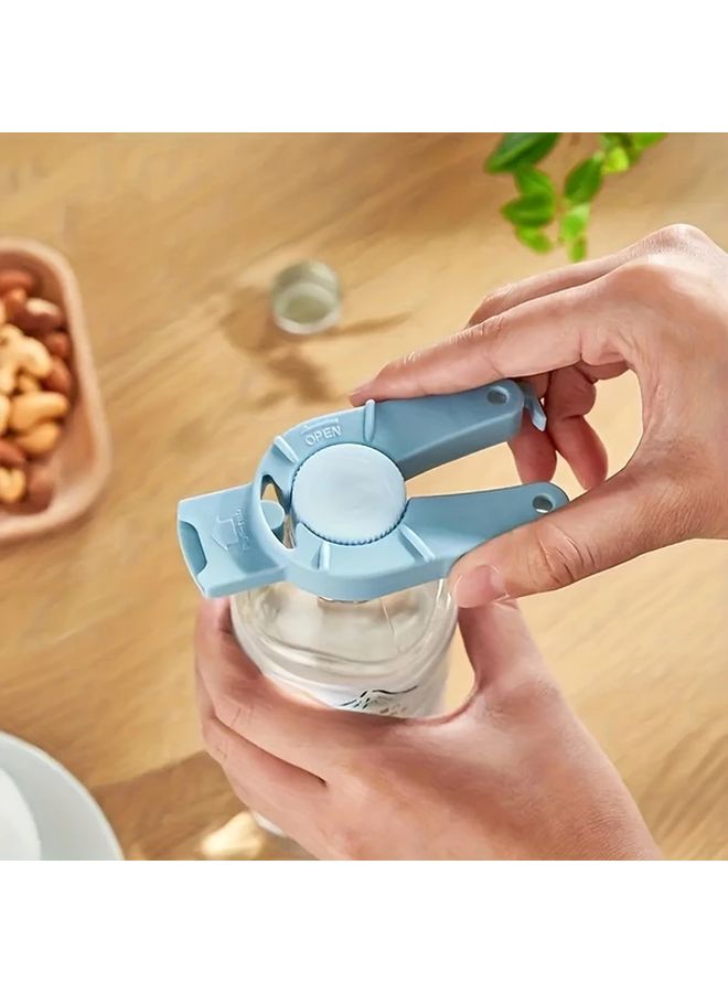 أزرق 2 قطعة مجموعة فاتحة العلب متعددة الوظائف 6 في 1 فتاحة علب يدوية أداة مطبخ مغناطيسية - Image 4