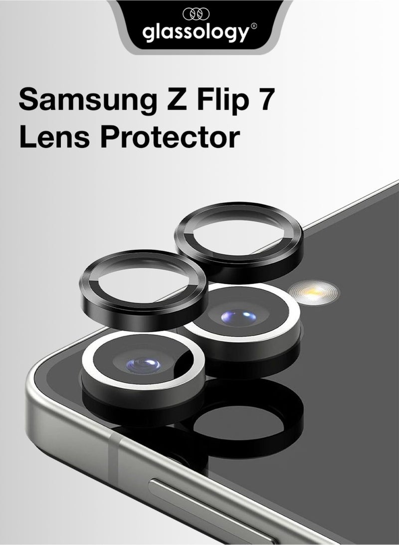 جلاسولوجي Glassology Black Lens Protector for Samsung Galaxy Z Flip 7 – HD Clear, Anti-Scratch Shield - Image 1