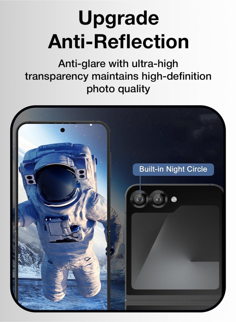 جلاسولوجي Glassology Black Lens Protector for Samsung Galaxy Z Flip 7 – HD Clear, Anti-Scratch Shield - Image 4
