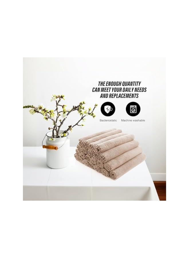 The Bros Soft 24 Pcs Washcloth Set | Quick-Dry, Absorbent Coral Velvet Towels | Ideal for Bathroom & Kitchen | Brown | Gentle on Skin, Easy Care - Image 4