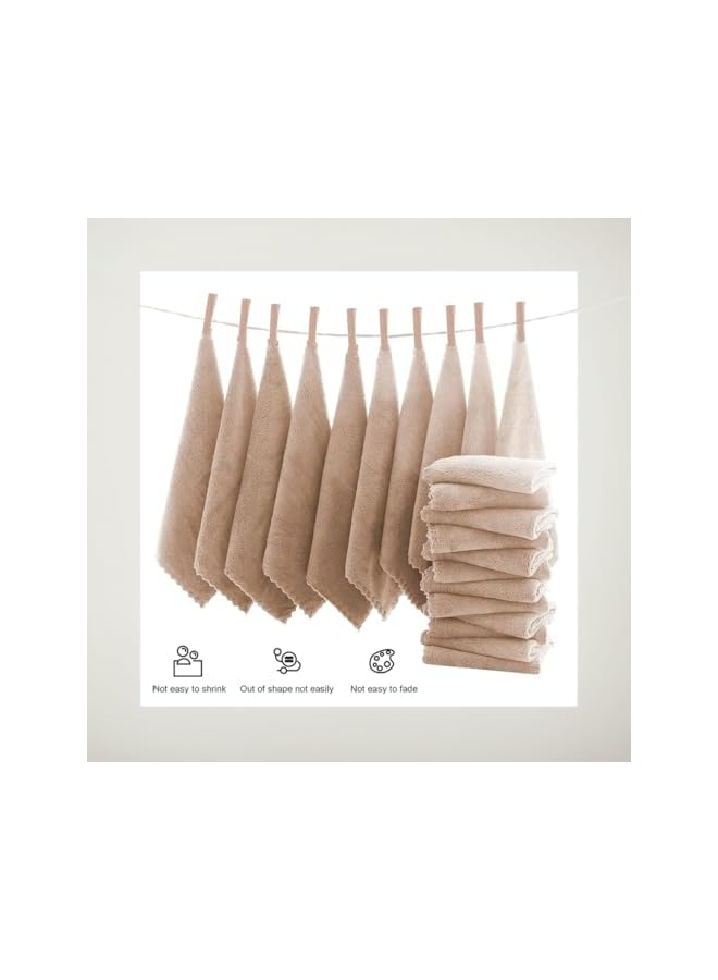 The Bros Soft 24 Pcs Washcloth Set | Quick-Dry, Absorbent Coral Velvet Towels | Ideal for Bathroom & Kitchen | Brown | Gentle on Skin, Easy Care - Image 3