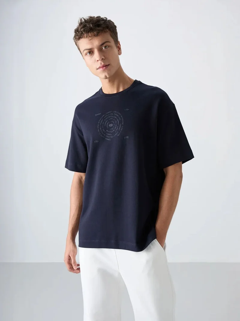 تومي لايف TOMMY Oversized Cotton-Blend Crew Neck T-Shirt