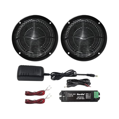 Herdio 6.5 Inch Marine Bluetooth Speakers 2 Way 120W Peak Boat Speakers for Car/ATV/UTV/Golf Cart Use, Pair, Black - Image 1