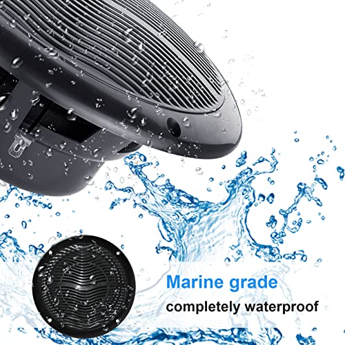 Herdio 6.5 Inch Marine Bluetooth Speakers 2 Way 120W Peak Boat Speakers for Car/ATV/UTV/Golf Cart Use, Pair, Black - Image 3