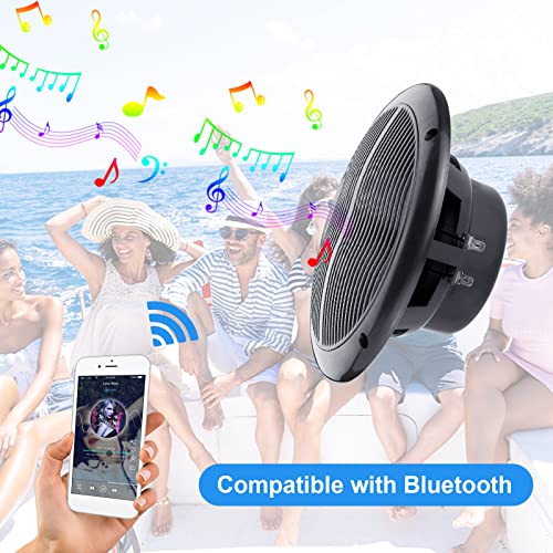 Herdio 6.5 Inch Marine Bluetooth Speakers 2 Way 120W Peak Boat Speakers for Car/ATV/UTV/Golf Cart Use, Pair, Black - Image 2