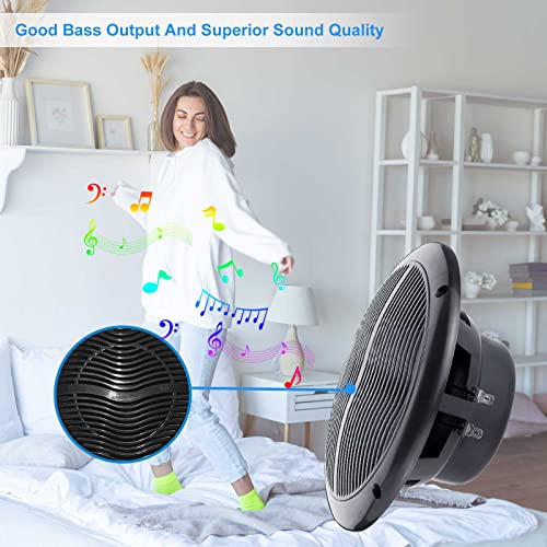 Herdio 6.5 Inch Marine Bluetooth Speakers 2 Way 120W Peak Boat Speakers for Car/ATV/UTV/Golf Cart Use, Pair, Black - Image 4