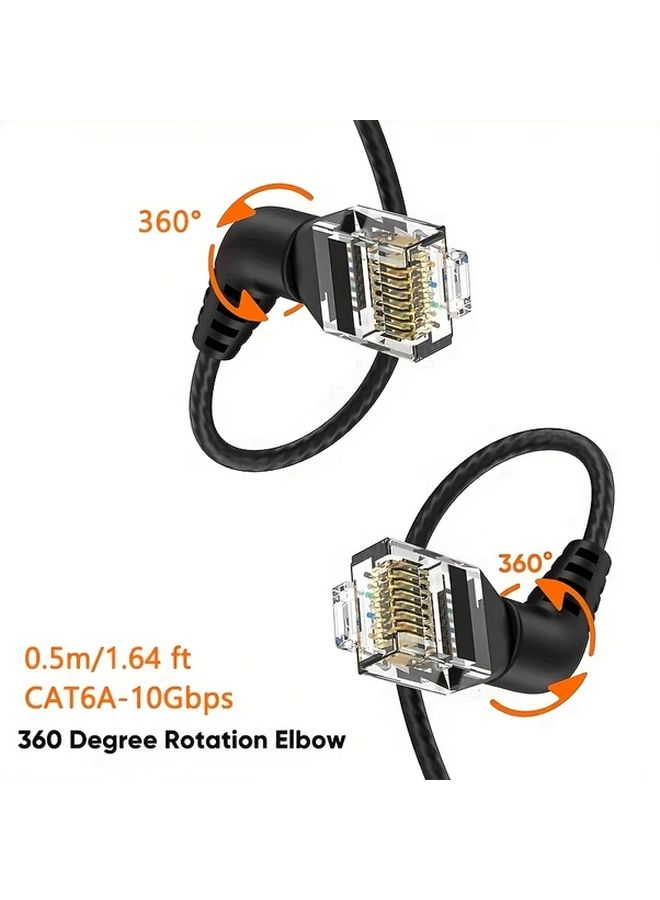CAT6A Ethernet Cable UTP Rotatable Booted 10Gbps 500MHz 0.5m - Image 3