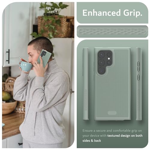 TUDIA MergeGrip Phone Case for Samsung Galaxy S24 Ultra 2024 - Dual Layer, Shockproof, Military Grade, Non-Slip, Heavy Duty & Tough Protector Cover Protective Phone Case - Green Lily - Image 4