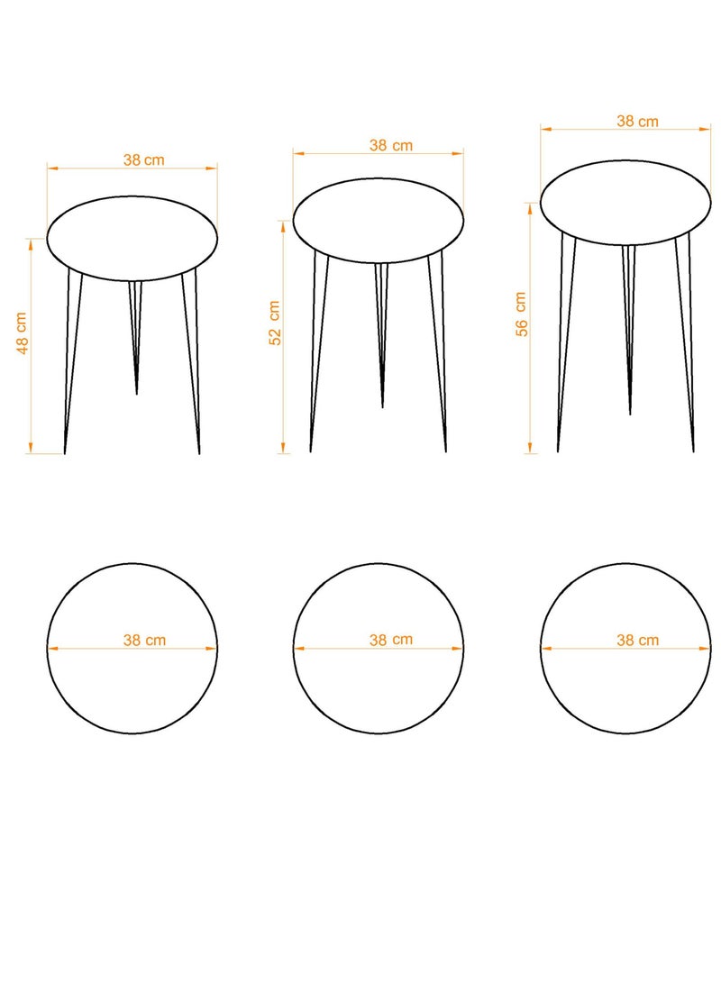 DANTA HOME Side Service Tables Of 3 Pieces For An Elegant And Ideal Home Suitable To Be Placed Next To The Sofa White Surface And Golden Legs - Image 5