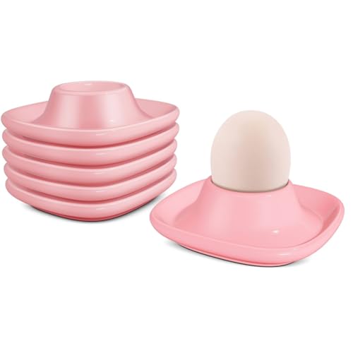 Flexzion Egg Cups for Soft Boiled Eggs - Set of 6 Ceramic Egg Holder - Stackable Egg Coddler Cups with Base for - Image 2