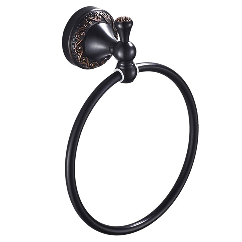 Leyden Leyden Oil Rubbed Bronze Hand Towel Holder Brass Towel Ring Round Towel Holder for Bathroom Accessories Screw Wall Mounted 