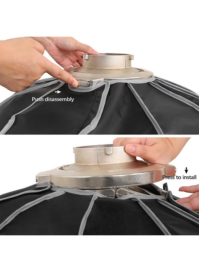 Generic 90cm/ 35.4in Quick Release Parabolic Softbox Foldable Softbox with Bowen Mount Honeycomb Grid for Photography Studio Photography Portrait Live Stream  - Image 5
