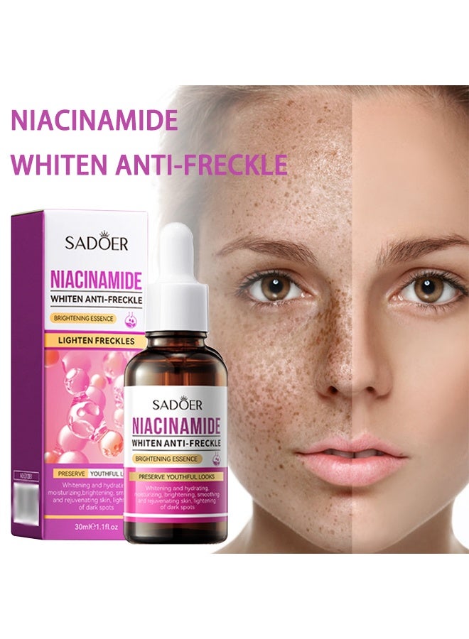 SADOER Niacinamide Whiten Anti-Freckle Brightening Essence, Whitening and Moisturizing Essence, Brightening Essence, Smoothing and Rejuvenating Skin Essence, Lightening of Dark Spots Essence 30ml - Image 2