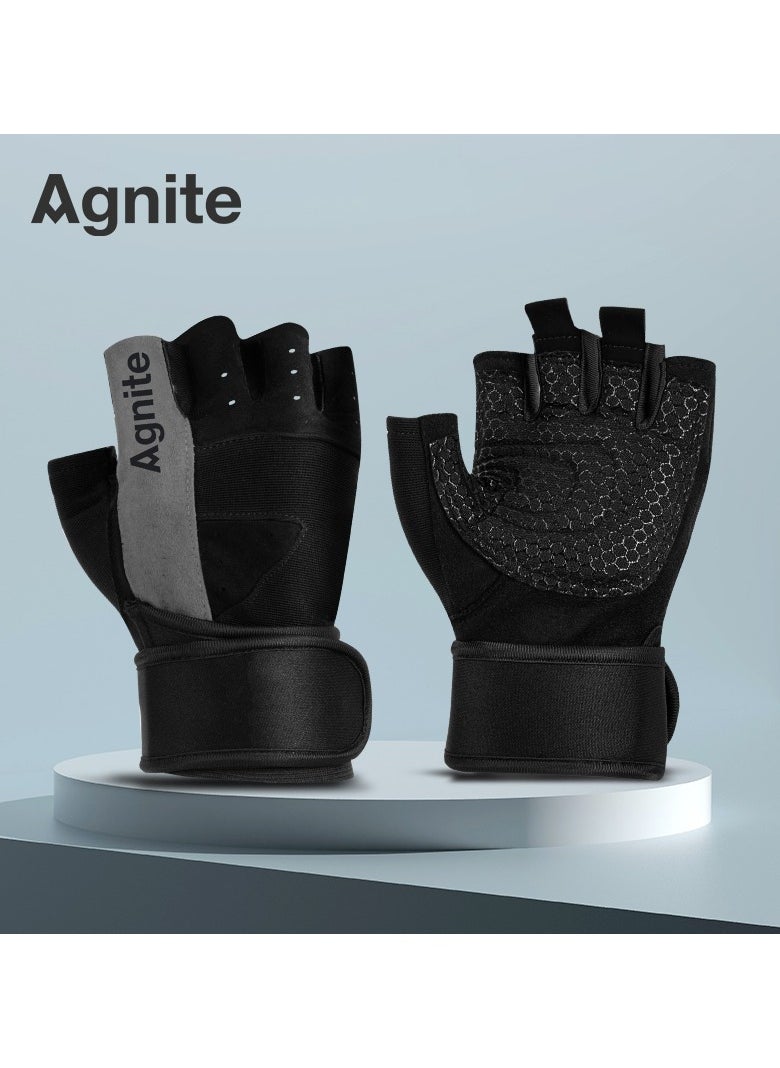 Deli Agnite Er351 Workout Gloves For Men & Women – Half Finger Gym Gloves With Wrist Support – Breathable, Anti-Slip, Wear-Resistant – Weightlifting, Cycling, Crossfit, Training (M, Palm 18-20Cm)  - Image 2