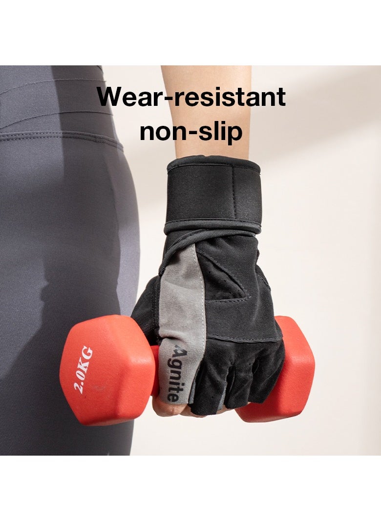 Deli Agnite Er351 Workout Gloves For Men & Women – Half Finger Gym Gloves With Wrist Support – Breathable, Anti-Slip, Wear-Resistant – Weightlifting, Cycling, Crossfit, Training (M, Palm 18-20Cm)  - Image 5