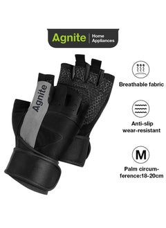 Deli Agnite Er351 Workout Gloves For Men & Women – Half Finger Gym Gloves With Wrist Support – Breathable, Anti-Slip, Wear-Resistant – Weightlifting, Cycling, Crossfit, Training (M, Palm 18-20Cm)  - Image 1